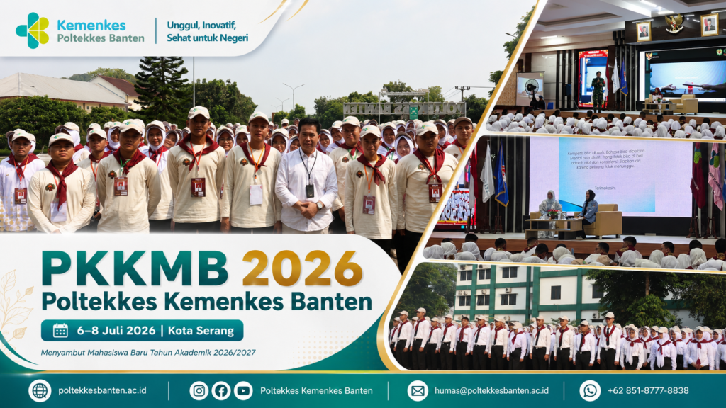 Kegiatan PKKMB Poltekkes Kemenkes Banten Tahun 2026 di Kota Serang diikuti mahasiswa baru.
